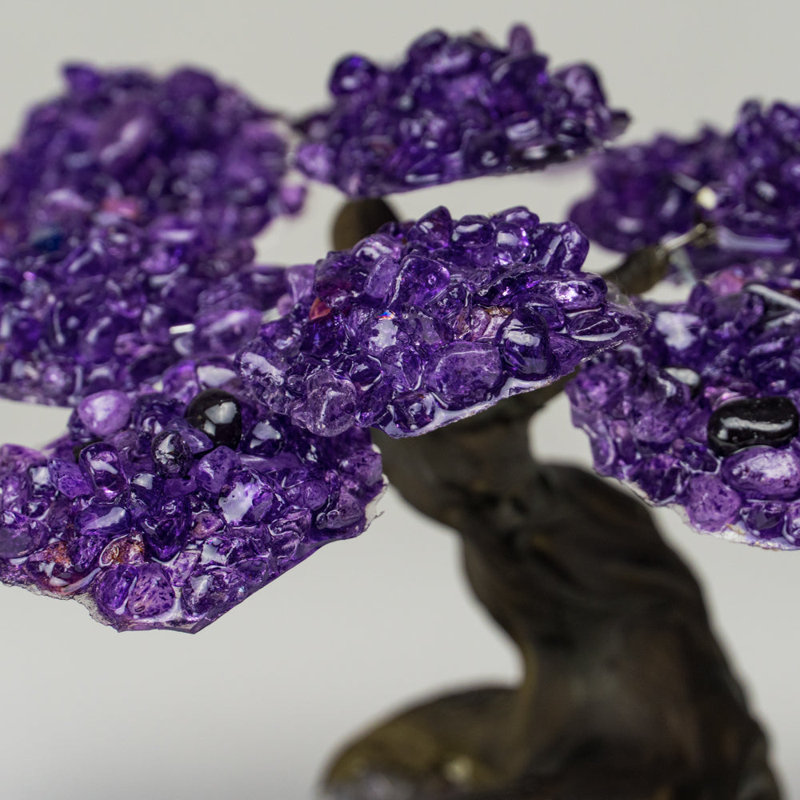 Genuine Amethyst Clustered Gemstone Tree on Clear Quartz Matrix (The Relaxation Tree) 5"