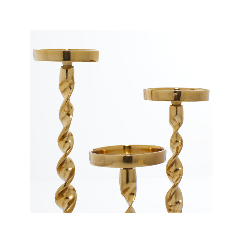 Aluminum Tabletop Candlestick Set, Gold