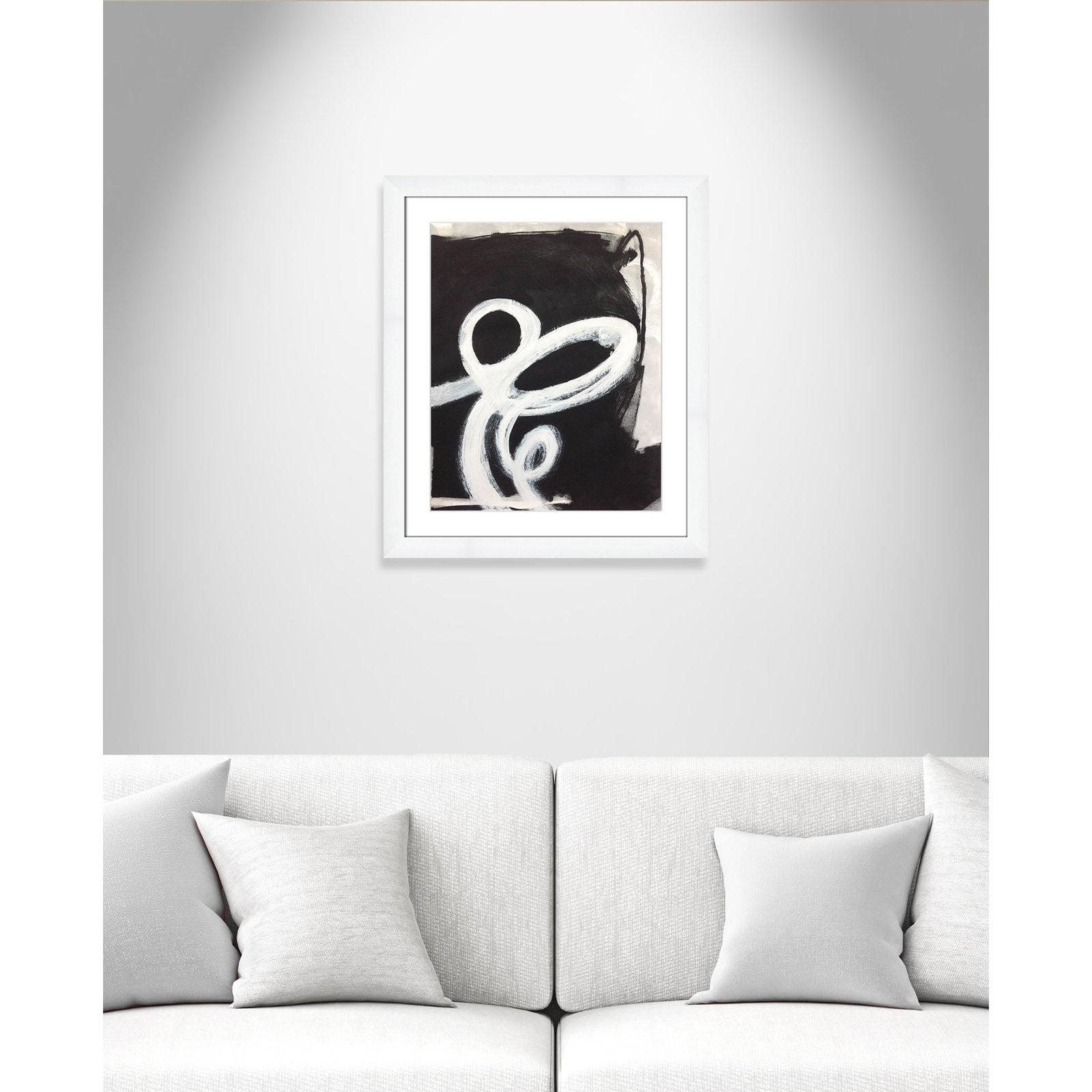 Bronte "Swirly Swirls II" Print, 27" H x 23" W x 1.25" D, White Cube Frame Matted