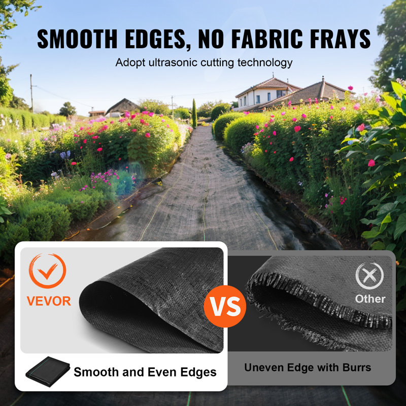 VEVOR 3x100FT Black Heavy Duty Woven Polypropylene Weed Barrier