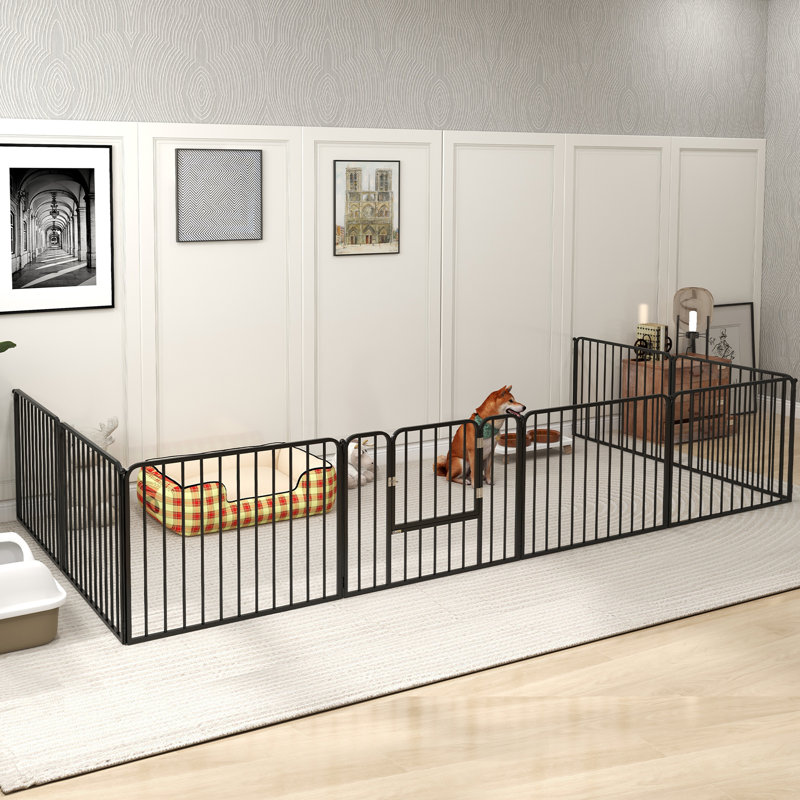Panel Steel Pet Barrier With Door, 60cm H x 164cm W x 164cm D