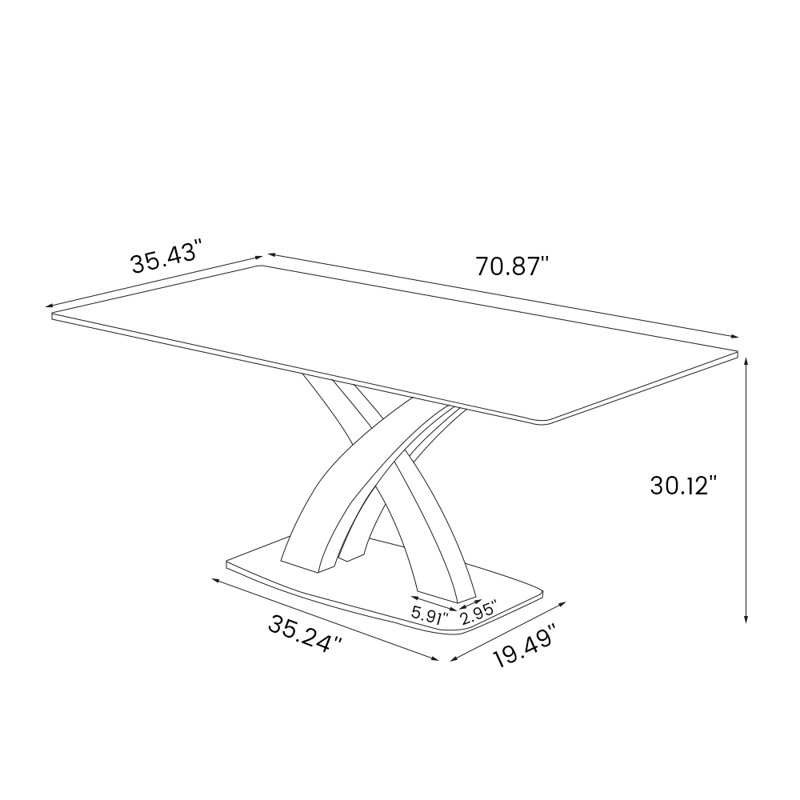 Table de salle à manger moderne 71 "pour 71 personnes