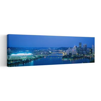High Angle View Of A Stadium Lit Up At Night, Three Rivers Stadium, Pittsburgh, Pennsylvania, Usa Abstract Contemporary Architecture City Wall Art