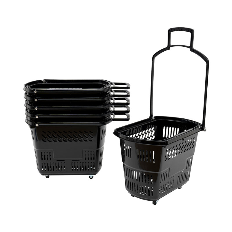 6PCS 35L Chariots avec roues et poignée, Noir mat