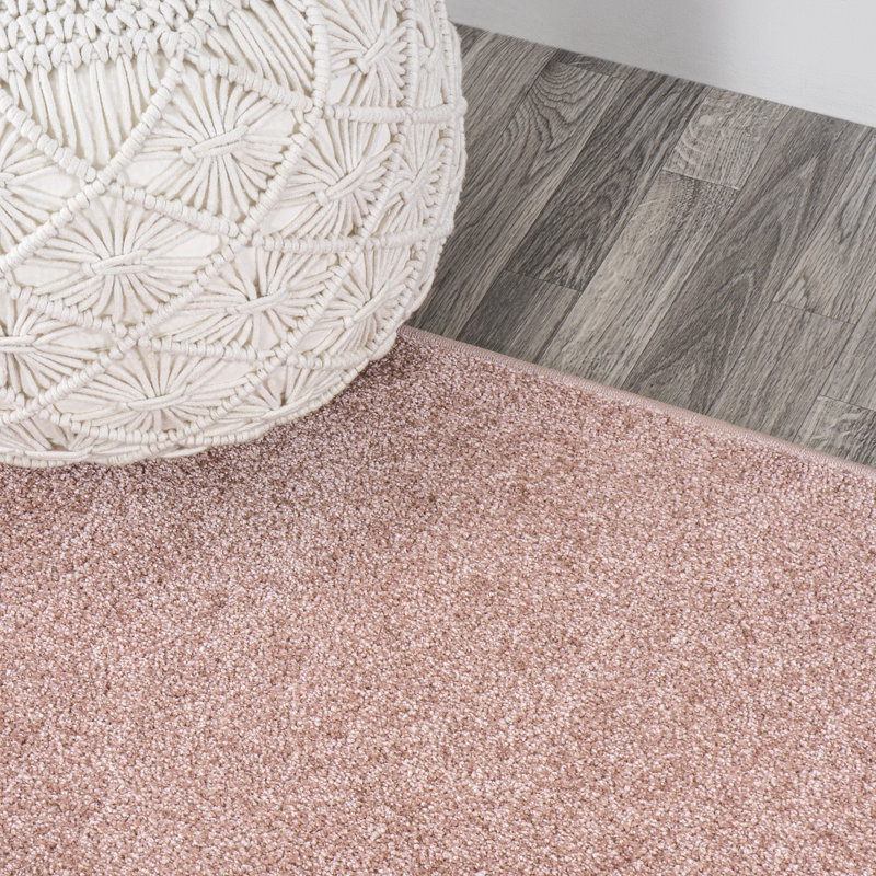 Auldridge Solid Low-Pile Pink Rug, Oval 5' x 8'