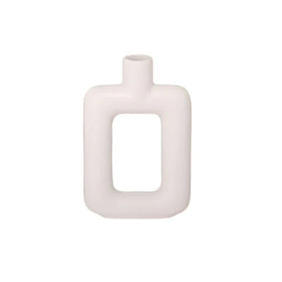 Ceramic Vase Matte Finish White-8.00"H