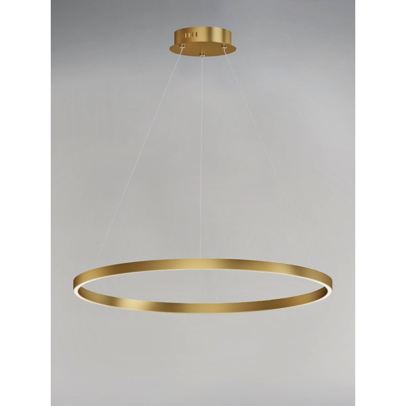 Luminaire suspendu à 1 lumière DEL en forme de roue de moulin Mills, Doré, H 1,25 po x l 31,5 po x P 31,5 po