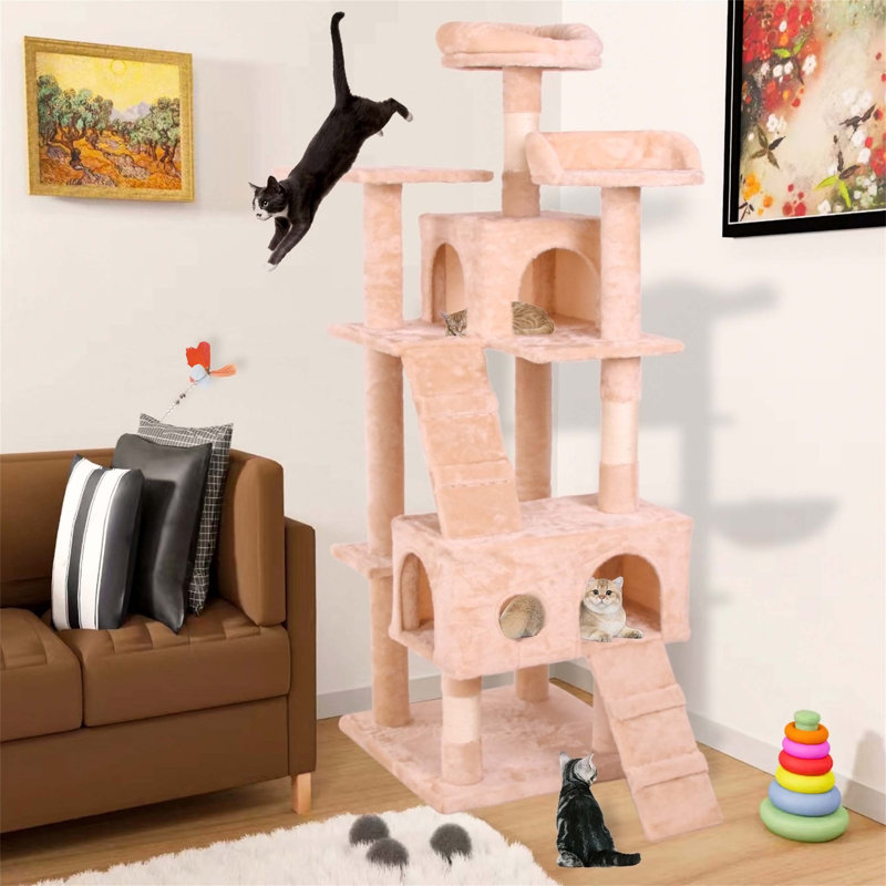 Arbre à chat Colne, H 63 po x l 19,7 po x P 19,5 po, Beige
