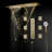 Pozzuoli Thermostatic LED Brushed Gold Remote Controlled Recessed Ceiling Mount Waterfall Rainfall Water Column Mist Shower System with 6 Jetted Body Sprays and Handheld Shower