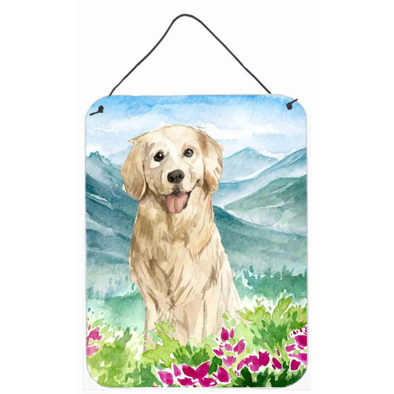 Décoration murale terrier suspendue en gaélique floral mountain, Golden retriever 1