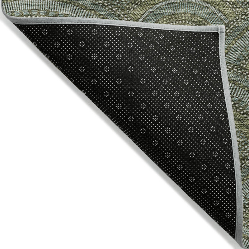 Tapis extérieur lavable à motif géométrique vert olive 10 pi x 14 pi