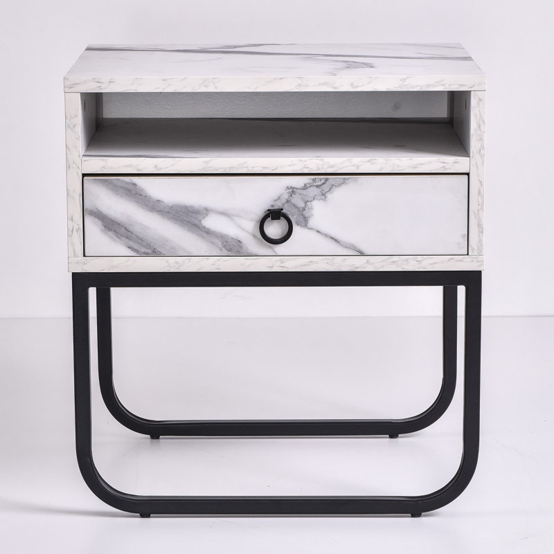 Homayun 50.2cm W Manufactured Wood Bedside Table, Marble