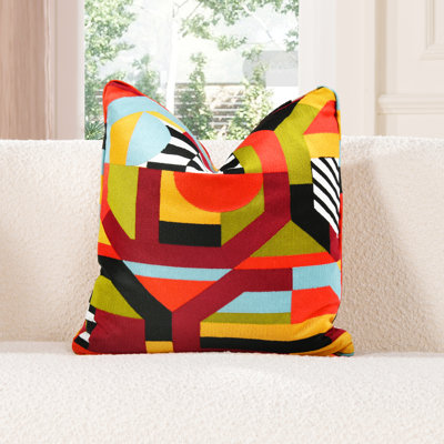 La Broderie Abstract Feather Reversible Throw Pillow