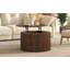 Table basse ronde à plateau relevable avec rangement caché, design moderne en bois cannelé pour le salon, durable et élégant-72063366