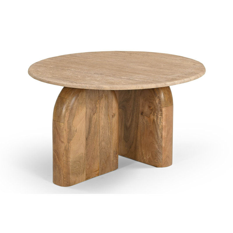 Table de bout en marbre travertin moderne Pickensville