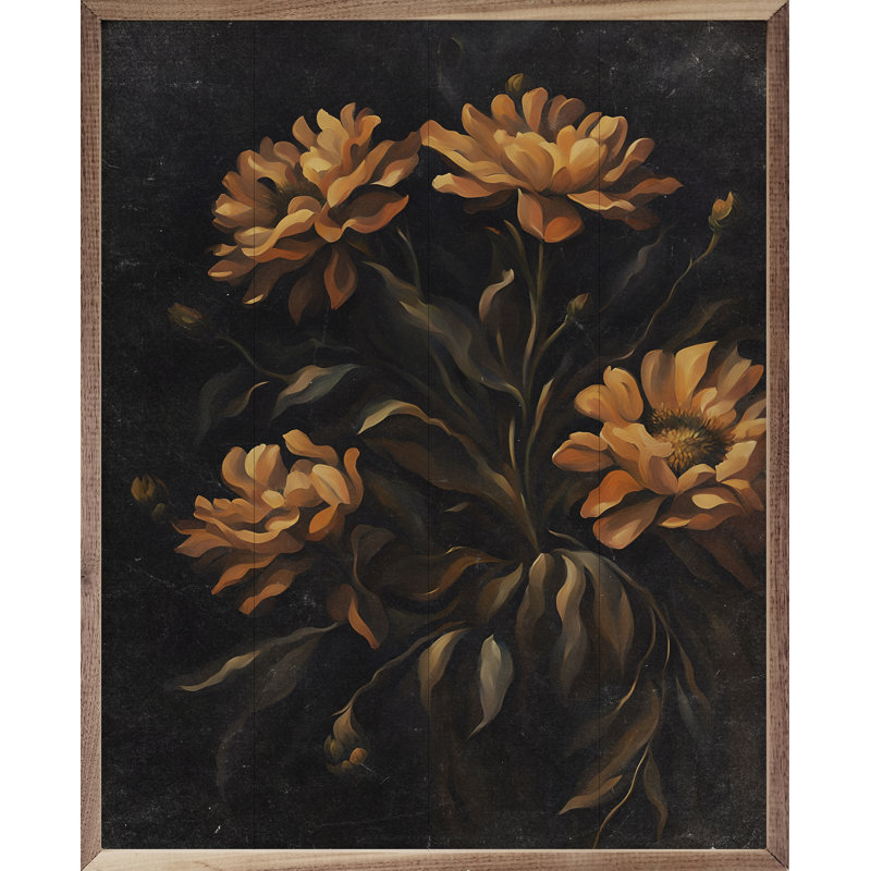  Dark Orange Florals, 32" x 40"