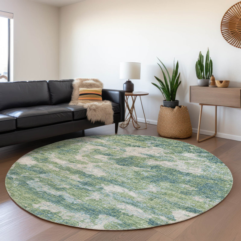 Tapis vert Premium Freixa AMF71 lavable à la machine, Rond 8 pi