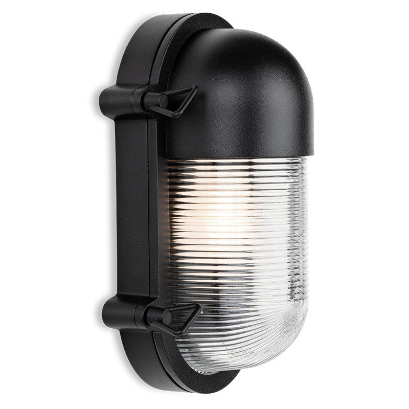 Black 24.8cm H Outdoor Bulkhead Light