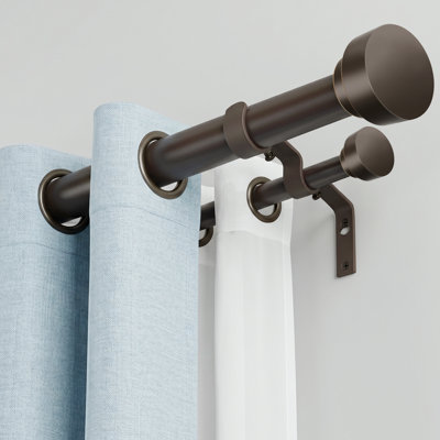 Tringle à rideaux double 1 po en bronze 32 à 84 po, tringle à draperie télescopique robuste avec embouts pour fenêtres