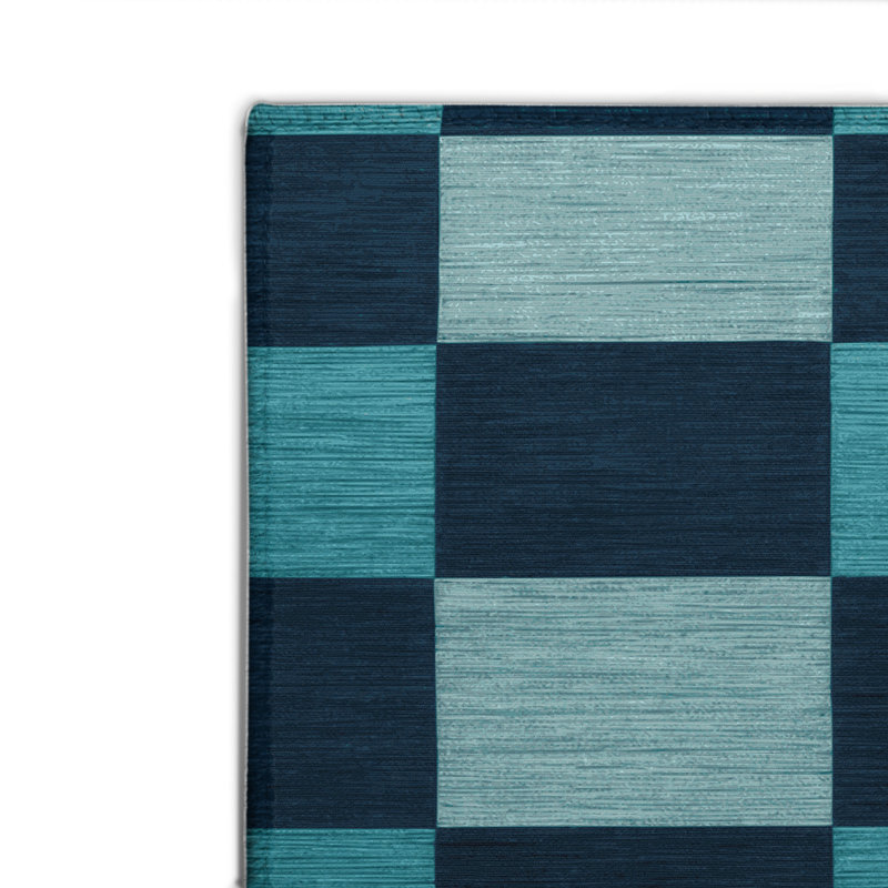 Tapis d'intérieur et d'extérieur à carreaux bleu, Rectangulaire 2 pi x 3 pi