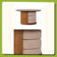 Table basse 31,5 "en bois avec 3 tabourets gigognes en tissu