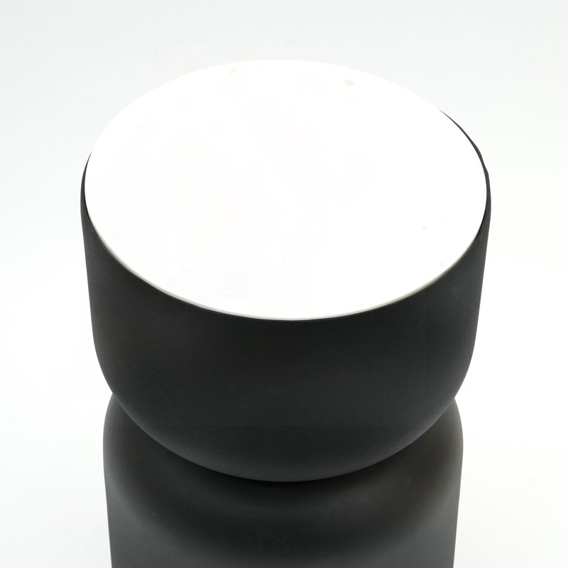 Drum End Table with White Marble Top