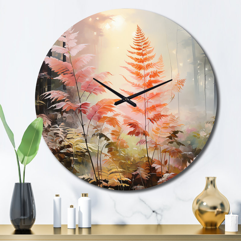 Horloge murale Peach Ferns, Grand