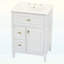 Meuble-lavabo de salle de bain avec lavabo, tiroir rabattable polyvalent avec tablette réglable, espace de rangement spacieux et sécuritaire-1429333589