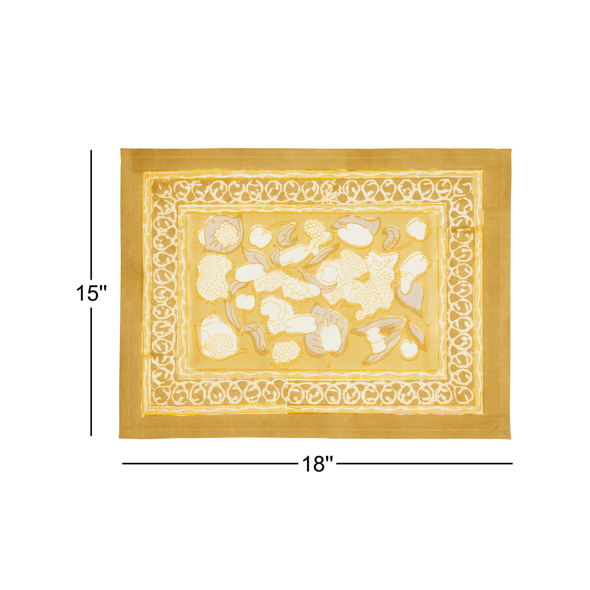 Bryssa 15" W x 18" L Placemat, Mustard/Gray/White