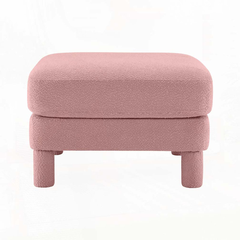 Boucle Upholstered Ottoman For Sectional, Pink