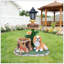 Statue de jardinière lanterne solaire chien assis