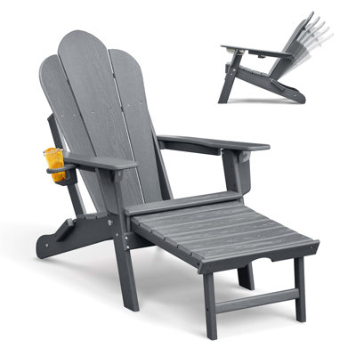 Chaise Adirondack pliante en PEHD avec repose-pieds rétractable