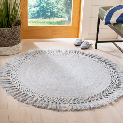 Ubaid Round Argenis Handmade Tufted Blue Area Rug