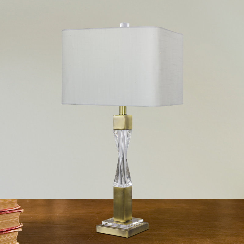 Riddleville Crystal Table Lamp, Antique Brass, White