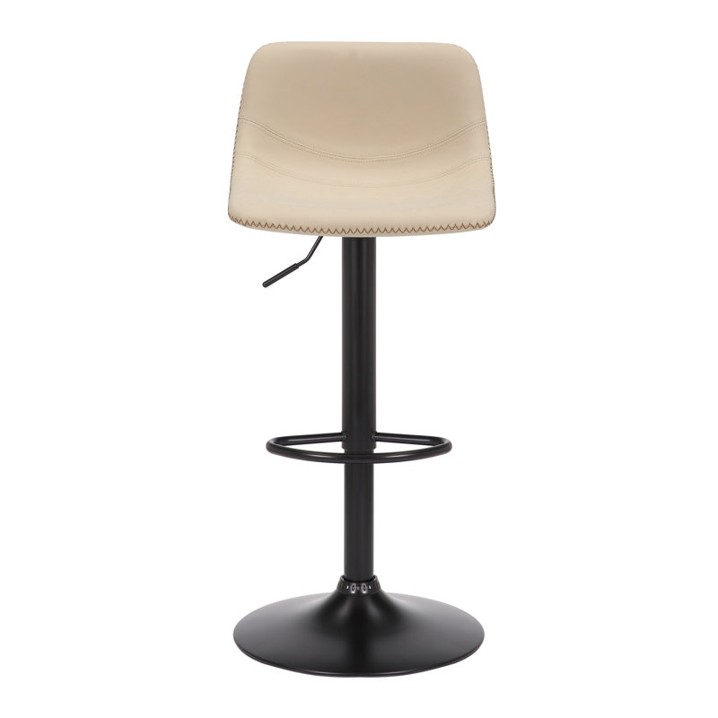 Yasmine Swivel Upholstered Adjustable Height Counter Stool with Metal Frame, Cream