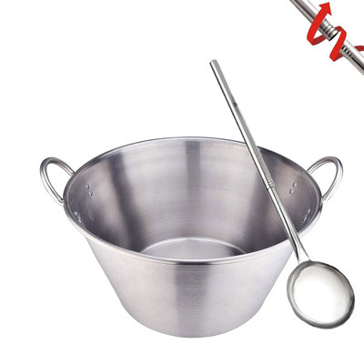 Stainless Steel 25 Inches Heavy Duty Mexican Cazo Para Carnitas With 36"large Spoon, 69qt Large Outdoor Wok Great For Carnitas And Braising