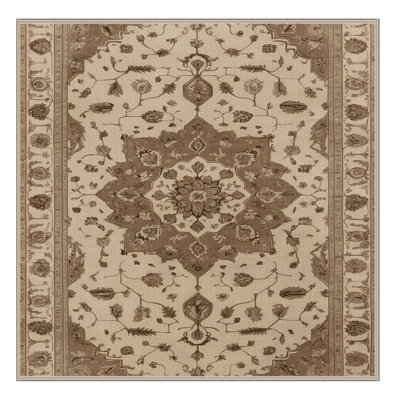 Tapis brun Tabriz lavable à la machine