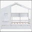 Lit simple en bois avec lit gigogne en bois, conception moderne pour enfants avec tablettes de rangement, blanc-446158212-446158213