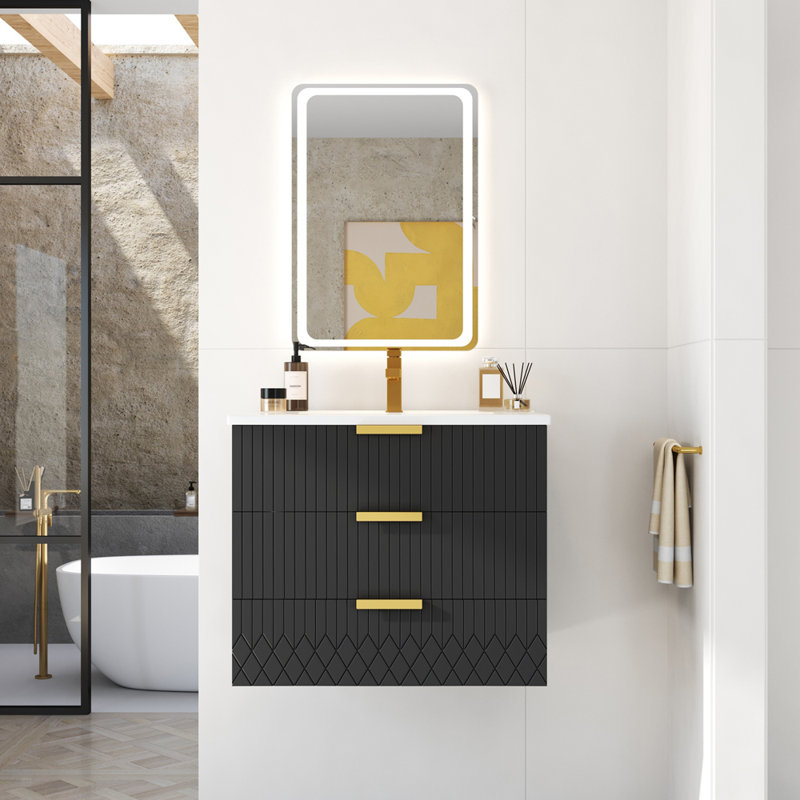 24inch Wall Mounted Cabinet, Black