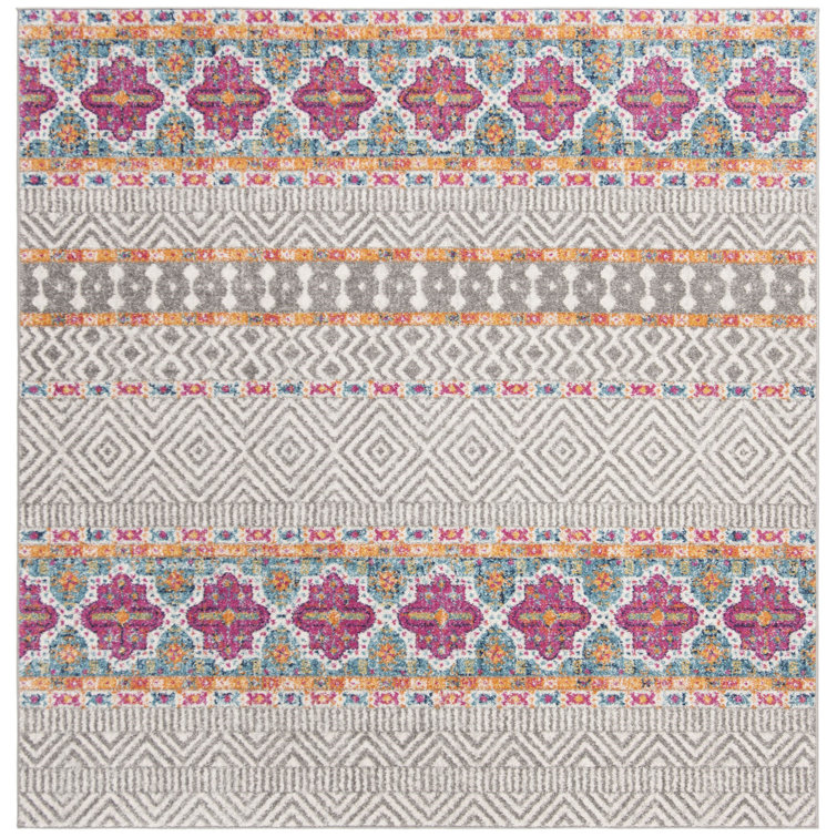 Tapis gris et ivoire à motif géométrique Christa