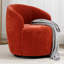 Chaise pivotante en chenille remplie de mousse, orange, avec un élégant tissu d'aspect rembourré pour un siège de soutien-1155953329