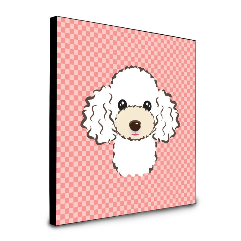 Panneau mural d’art Dungorbery, Rose, Caniche blanc