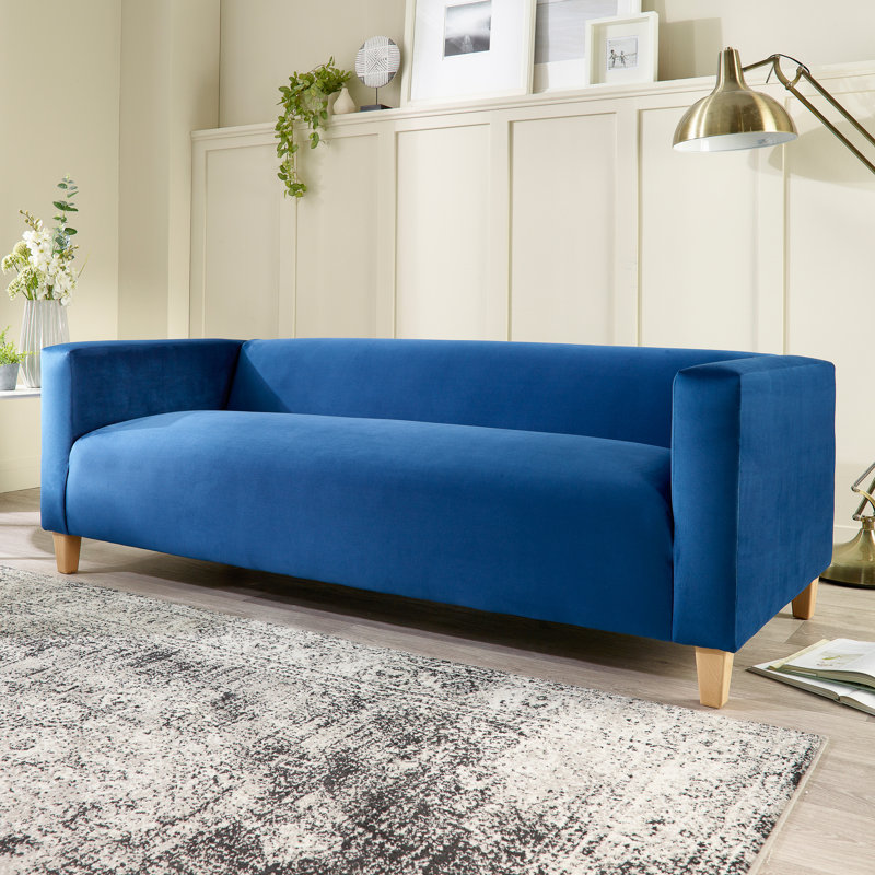 Aunchman 3 Seater Upholstered Sofa, Navy