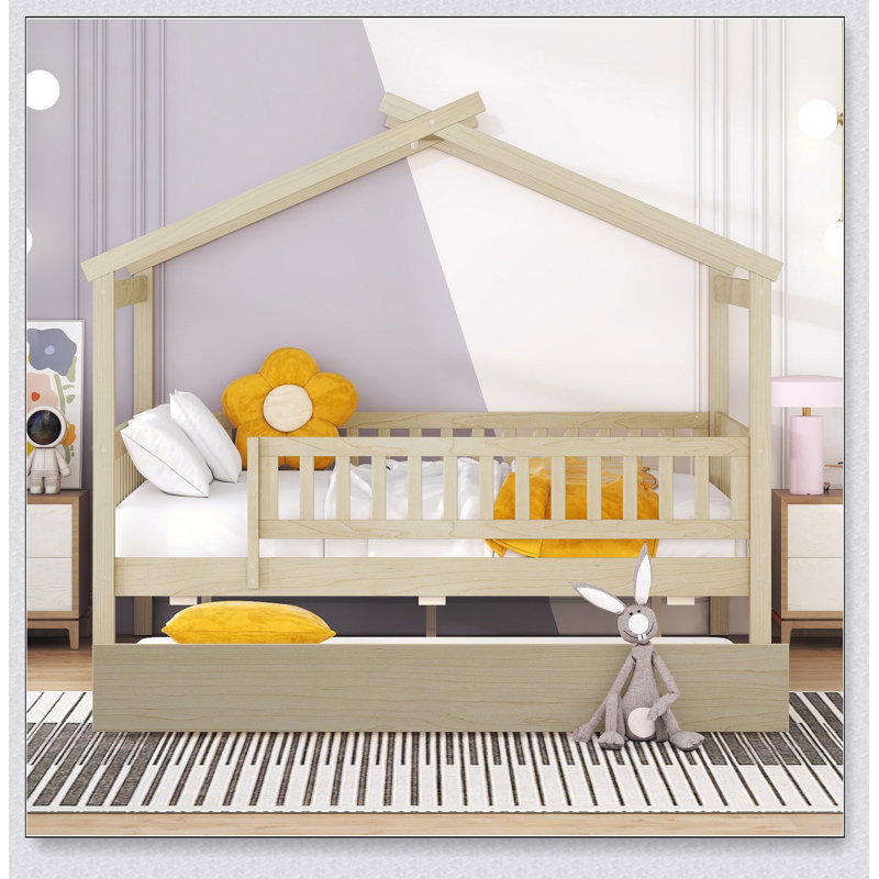 Lit gigogne en bois, Naturel