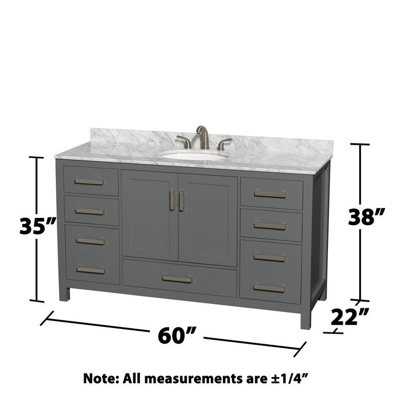 Sheffield 60" Single Bathroom Vanity Set with Mirror, Brushed Chrome, Dark Gray