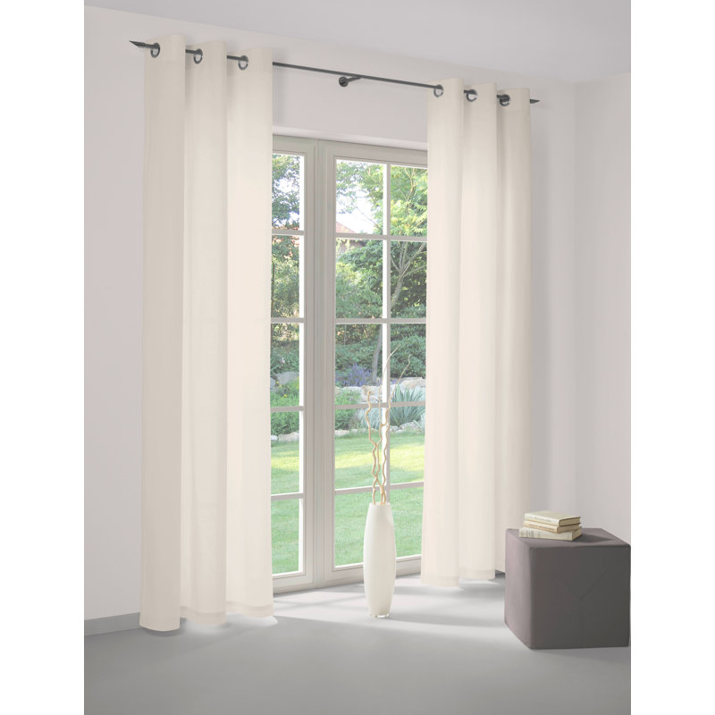 Newbury Room Darkening Eyelet Curtain Panel Panel, 145cm H x 132cm W, Cream
