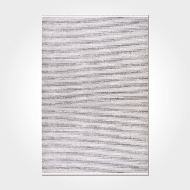 Tapis moderne / rayé gris lavable à la machine antidérapant, Rectangle 3 pi 4 po x 5 pi