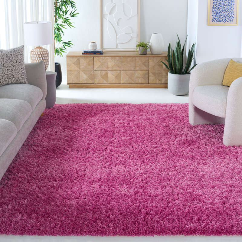 Tapis ivoire à poils longs Sador, Pink, Rectangle 8 pi x 10 pi