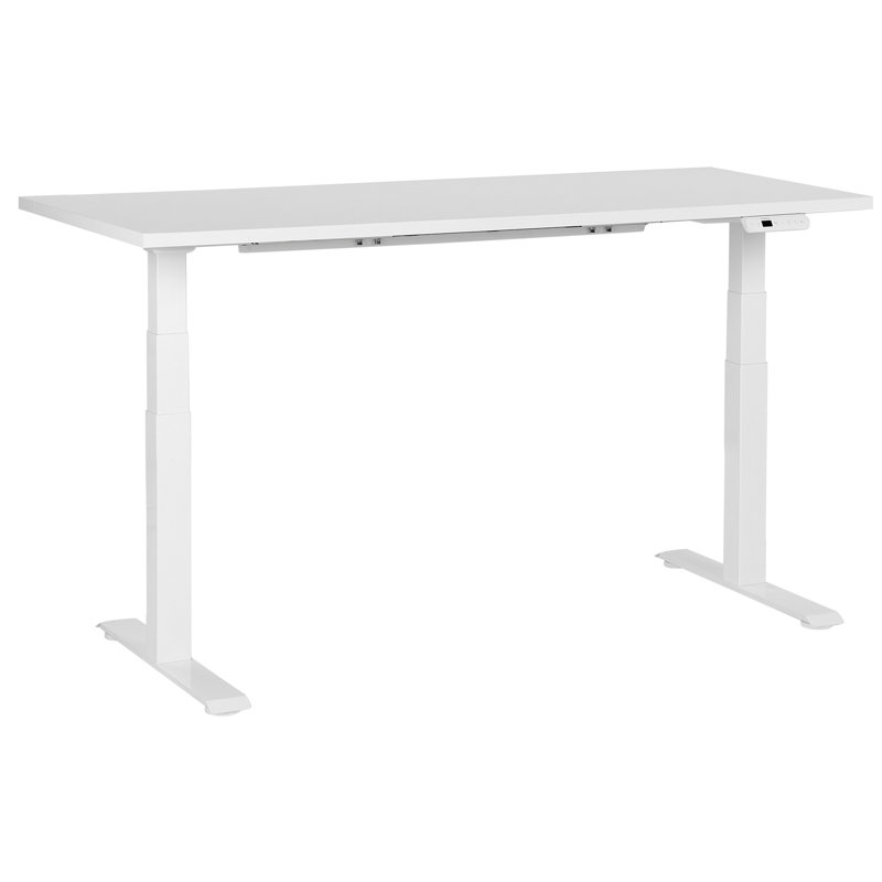 Luff Adjustable Height Steel Standing Desk, 128cm H x 160cm W x 72cm D, White, White