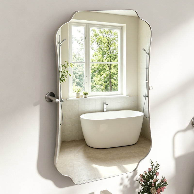 Miroir de salle de bain 24 po x l 36 po conforme ADA avec miroir inclinable pour salle de bain et fauteuil roulant